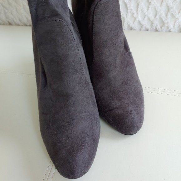 Over The Knee Faux Suede Block Heel Boots String Detail - Picture 2 of 10